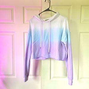 Ombré Forever 21 Crop Hoodie, size large